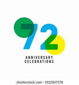 72 Years Anniversary Celebration Vector Template Design Illustration