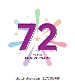 72 Years Anniversary Celebration Vector Template Design Illustration
