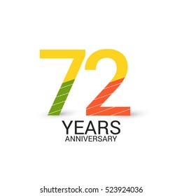 72 Years Anniversary Colorful and Simple Design Style. Logo Celebration Isolated on White Background  