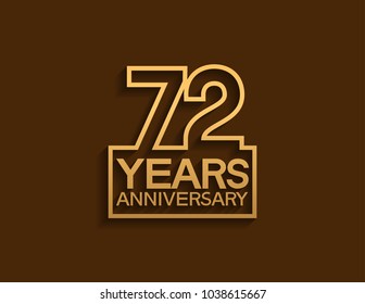 72 years anniversary design line style with square golden color for celebration event