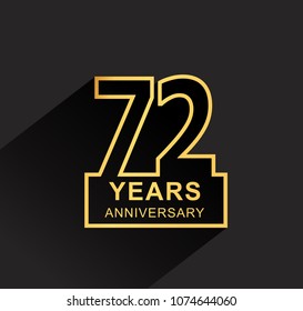 72 years anniversary design line style with square golden color for anniversary celebration event. isolated with black background