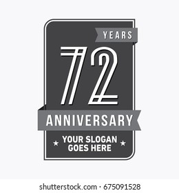 72 years anniversary design template. Vector and illustration.