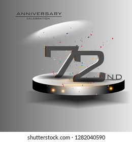 72 years anniversary design vector templates and illustrations, concepts in the future by giving a sci fi feel effect