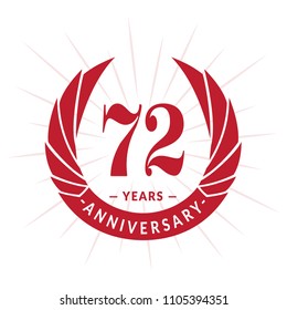 72 years anniversary. Elegant anniversary design. 72 years logo.