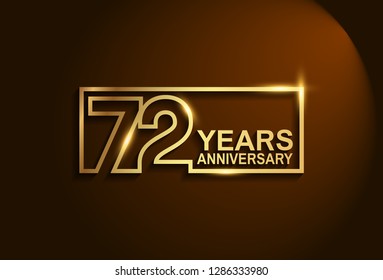 72 years anniversary golden design vector line style for company celebration