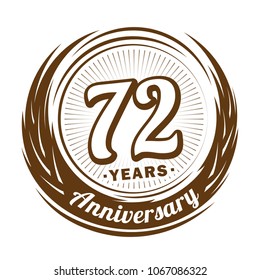 72 years anniversary. Anniversary logo design. 72 years logo.