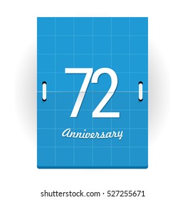 72 Years Anniversary Logo Designed like Flip Calendar