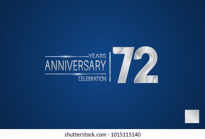 72 years anniversary logo with elegance silver color isolated on blue background for celebration event