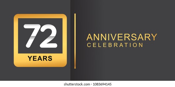 72 years anniversary logo framed with golden square isolated on black background simple and modern design for anniversary celebration.
