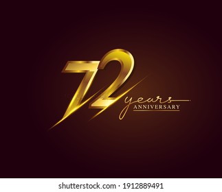 72 Years Anniversary Logo Golden Colored isolated on elegant background, vector design for greeting card and invitation card