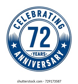 72 years anniversary logo template. Vector and illustration.