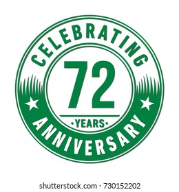 72 Years Anniversary Logo Template Vector Stock Vector (Royalty Free ...