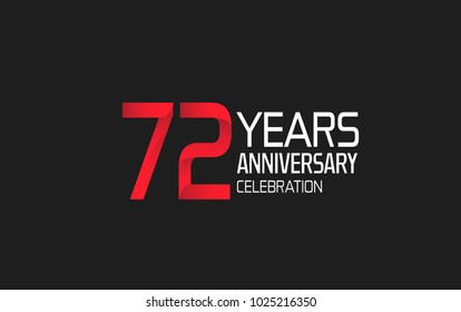 72 years anniversary logotype simple design with red and white color isolated on black background