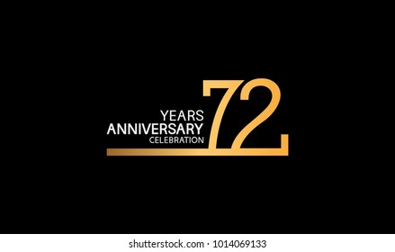 72 years anniversary logotype with single line golden and silver color for celebration 