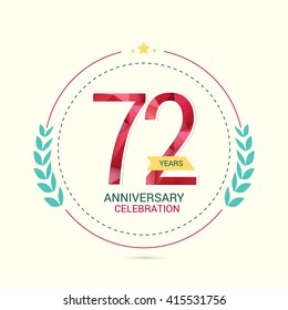 72 Years Anniversary with Low Poly Design and Laurel Ornaments