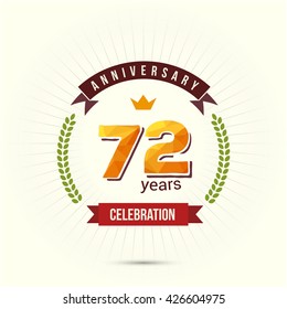 72 Years Anniversary with Low Poly Design and Laurel Ornaments