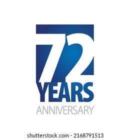 72 Years Anniversary negative space numbers blue white logo icon banner