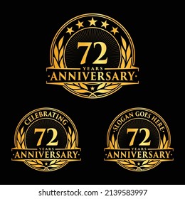 72 years anniversary set. 72nd celebration logo collection. Vector and illustration. 