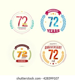 72 Years Anniversary Set with Low Poly Design and Laurel Ornaments