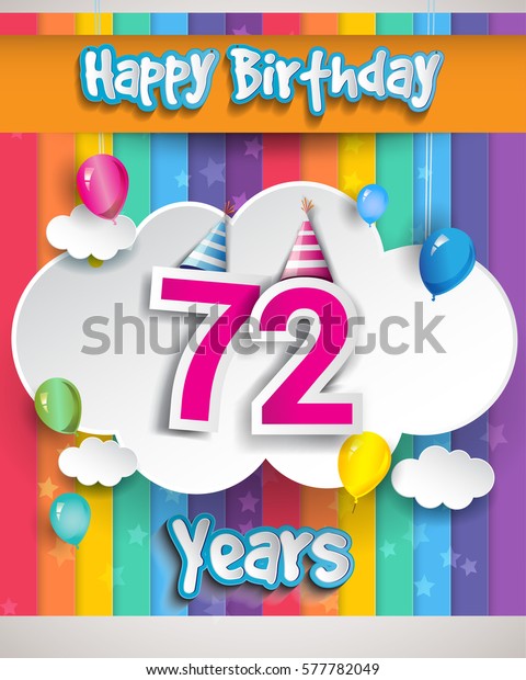 72 Years Birthday Celebration Balloons Clouds Stock Vector (Royalty ...