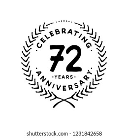 72 years design template. 72nd vector and illustration.