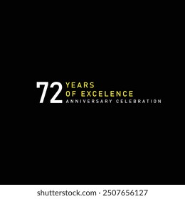 72 years of excelence anniversary celebration vector template design illustration