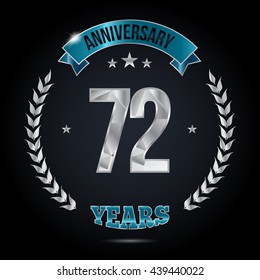 72 Years Silver anniversary logo, low poly design number