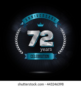 72 Years Silver anniversary logo, low poly design number