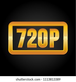 720p HD resolution golden icon for web and mobile