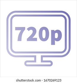 Icono de diseño de resolución 720p. ilustración vectorial