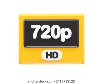 720p resolution text icon 3d illustration rendering