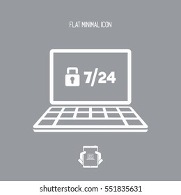 7/24 account protection - Vector flat icon