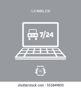 7/24 automotive web services - Vector flat icon