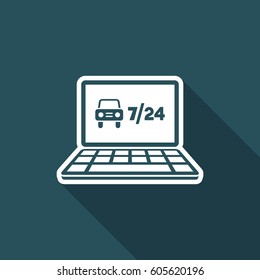 7/24 automotive web services - Vector flat icon