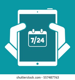 7/24 availability calendar - Vector web icon