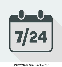 7/24 availability calendar - Vector web icon