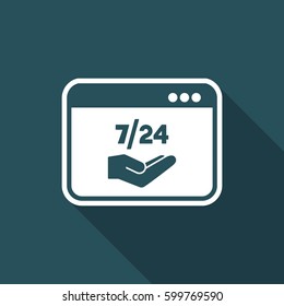 7/24 computer assistance service - Vector flat icon