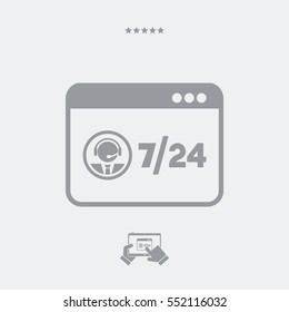 7/24 computer assistance - Vector flat icon