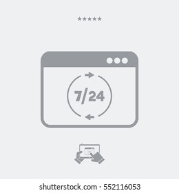 7/24 computer assistance - Vector flat icon