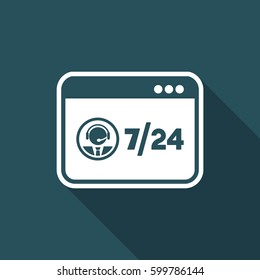 7/24 computer assistance - Vector flat icon