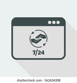 7/24 computer full assistance - Vector flat icon