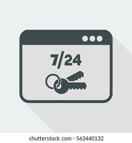 7/24 computer protection - Vector flat icon