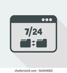 7/24 data transfer - Vector flat icon