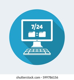 7/24 data transfer - Vector flat icon