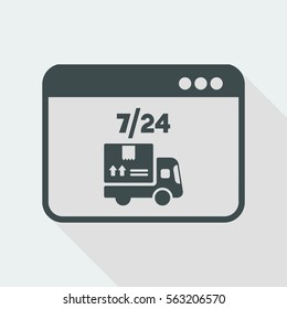 7/24 full time online shop order - Vector flat icon