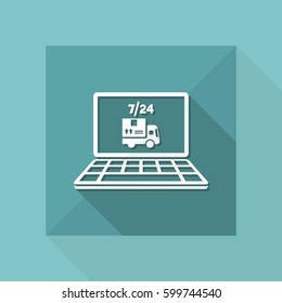 7/24 full time online shop order - Vector flat icon