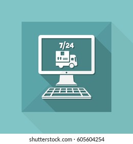 7/24 full time online shop order - Vector flat icon