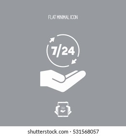  7/24 full time services - Vector web icon