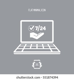 7/24 online services - Vector flat icon
