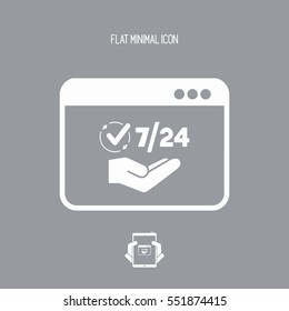 7/24 online services - Vector flat icon